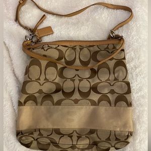Large Coach tan crossbody purse